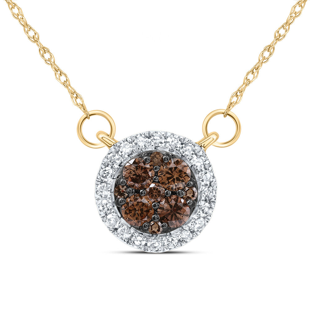 1/3CTW-DIA CN COGNAC NATURAL ROUND NECKLACE (18INCH)