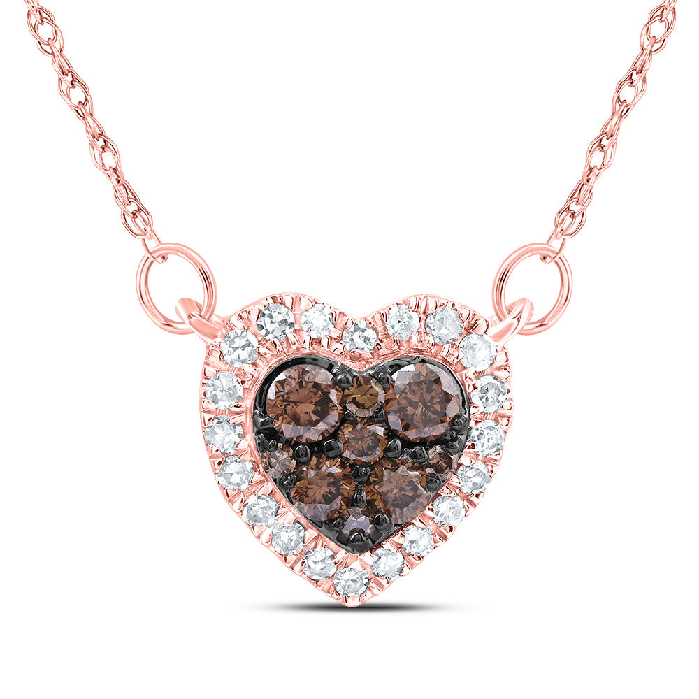 1/3CTW-DIA CN COGNAC NATURAL HEART NECKLACE (18INCH)