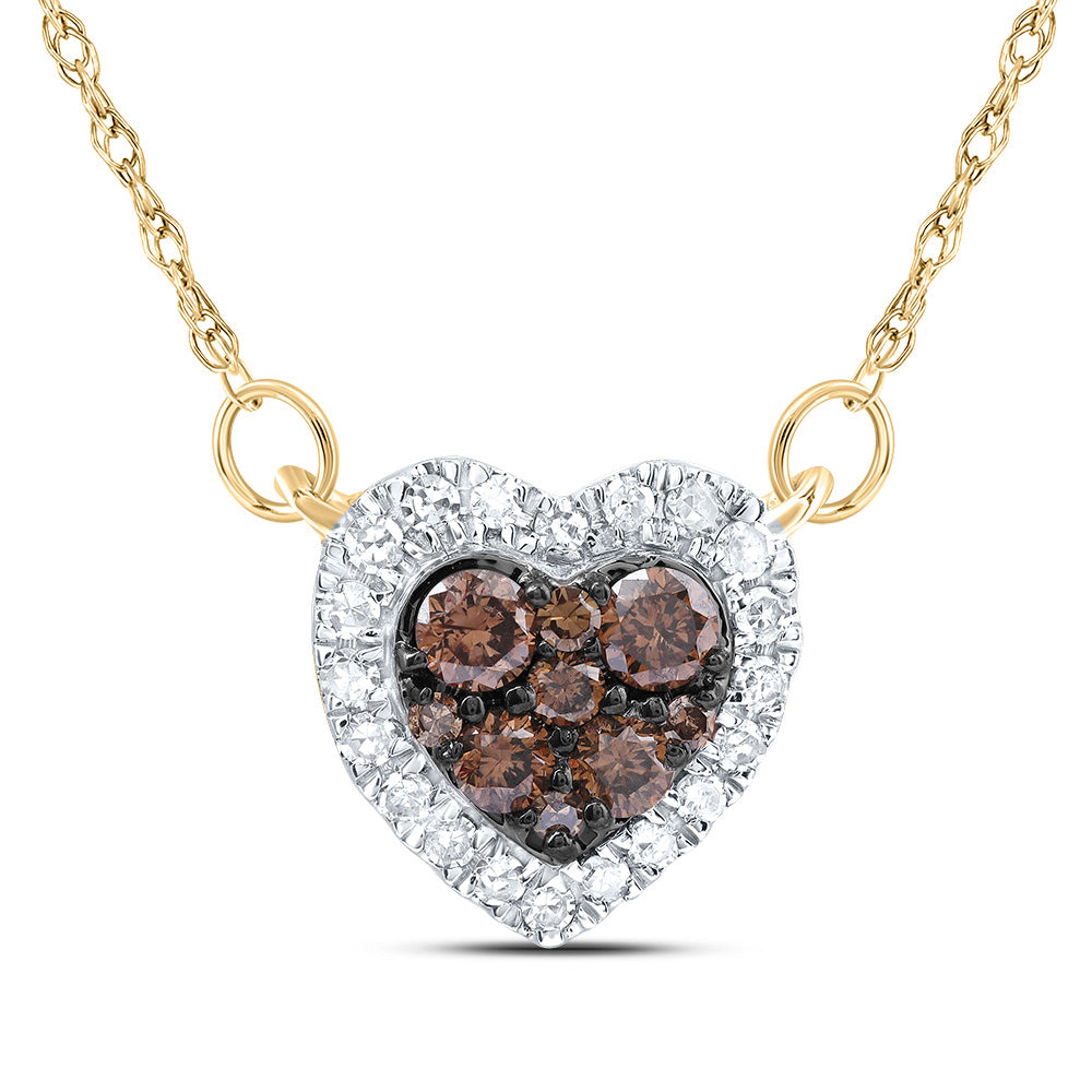 1/3CTW-DIA CN COGNAC NATURAL HEART NECKLACE (18INCH)