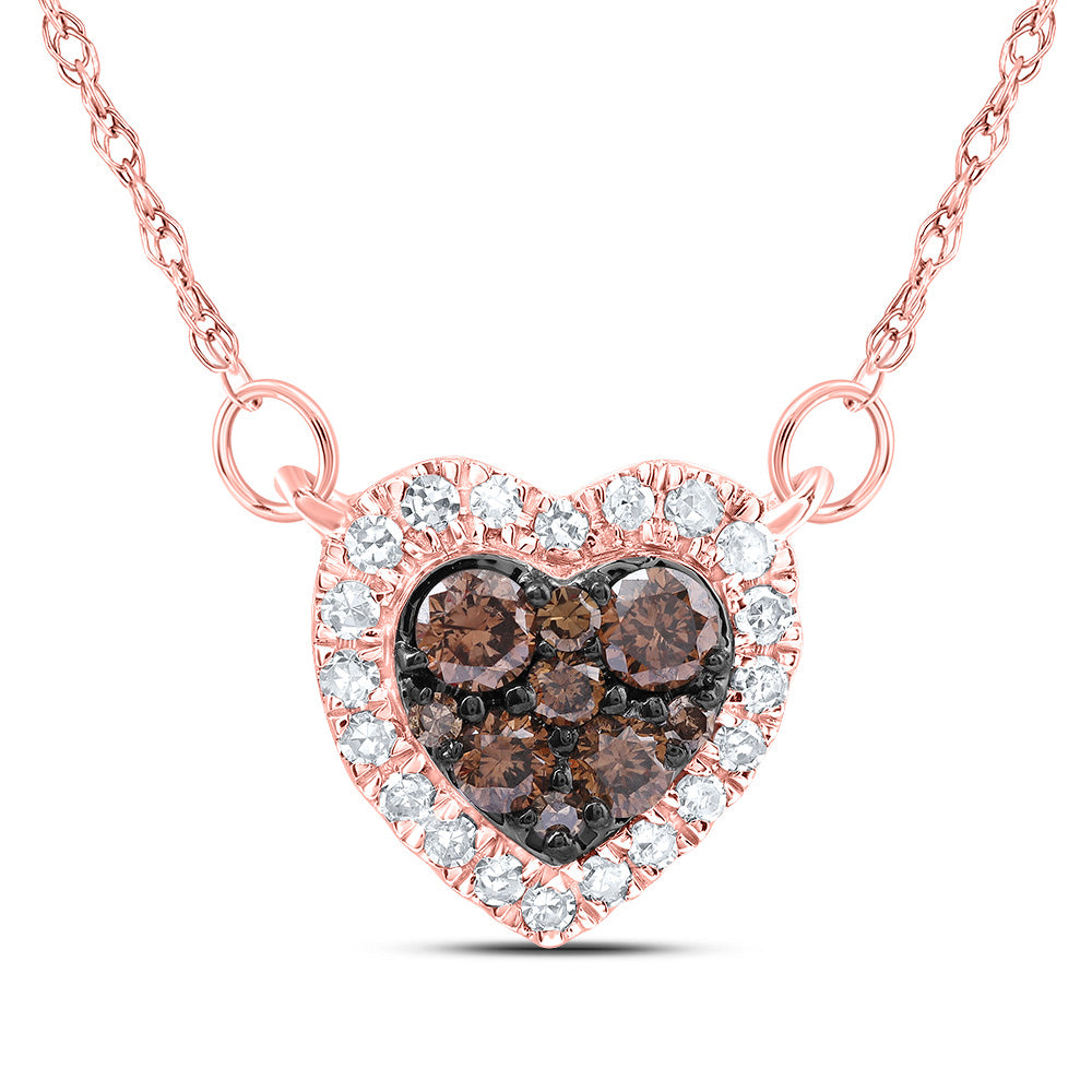 1/3CTW-DIA CN COGNAC NATURAL HEART NECKLACE (18INCH)