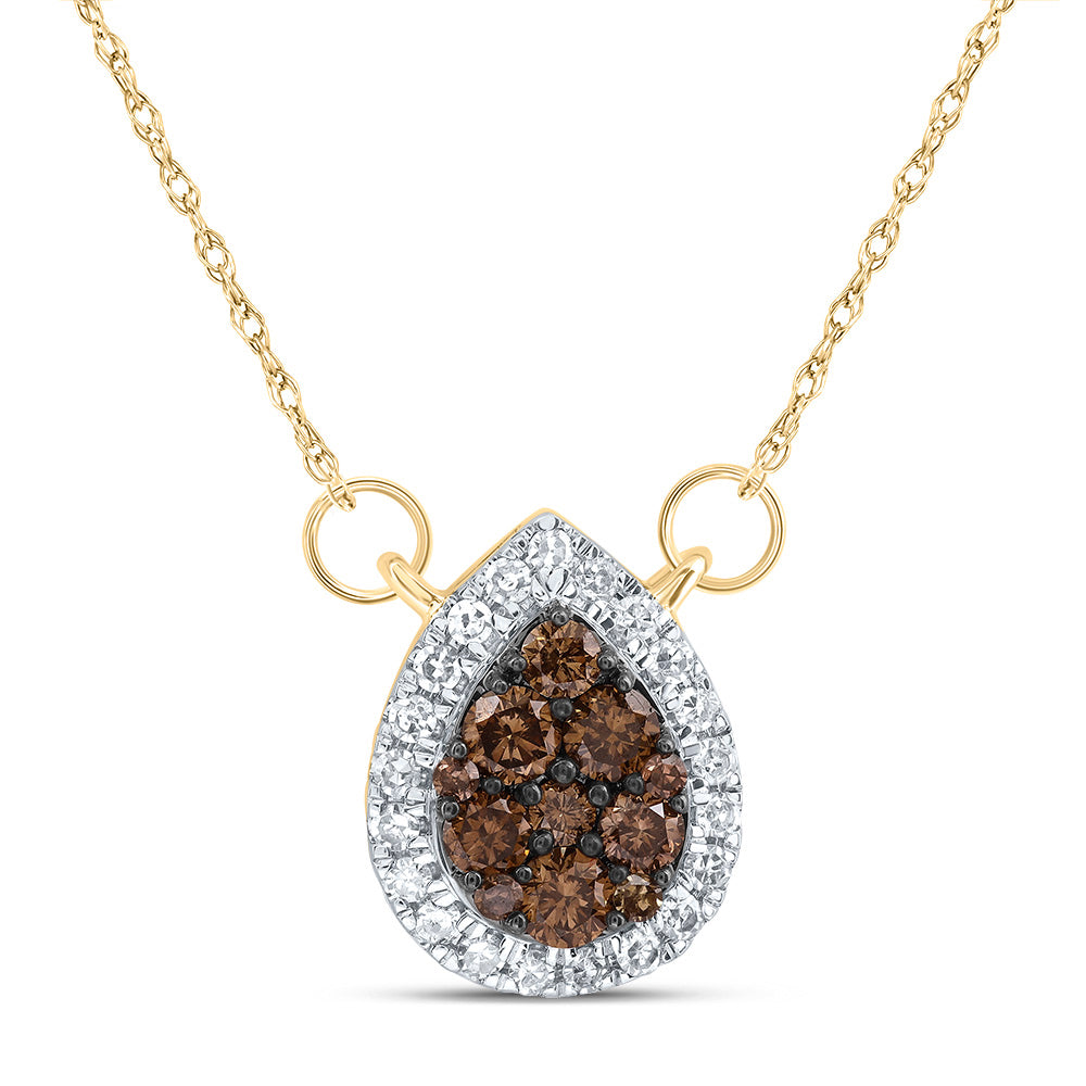 1/3CTW-DIA CN COGNAC NATURAL PEAR NECKLACE (18INCH)