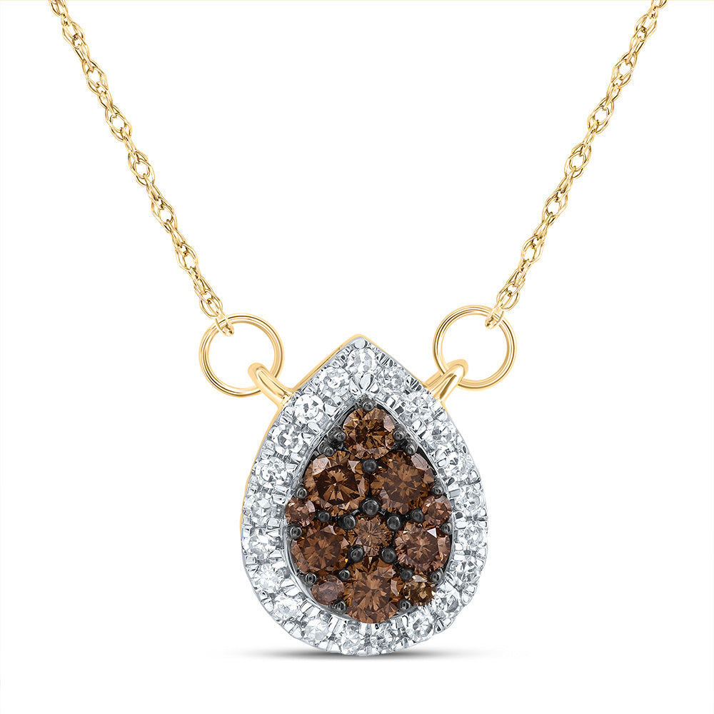 1/3CTW-DIA CN COGNAC NATURAL PEAR NECKLACE (18INCH)