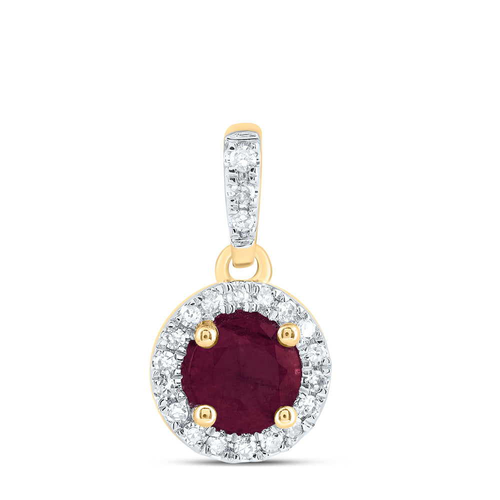1/10CTW-DIA CN 5MM RD-RU NAT GEM ROUND PENDANT