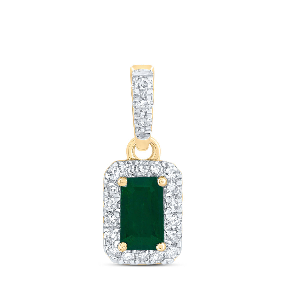 1/10CTW-DIA CN 5X3MM EM-EM NAT GEM EMERALD PENDANT