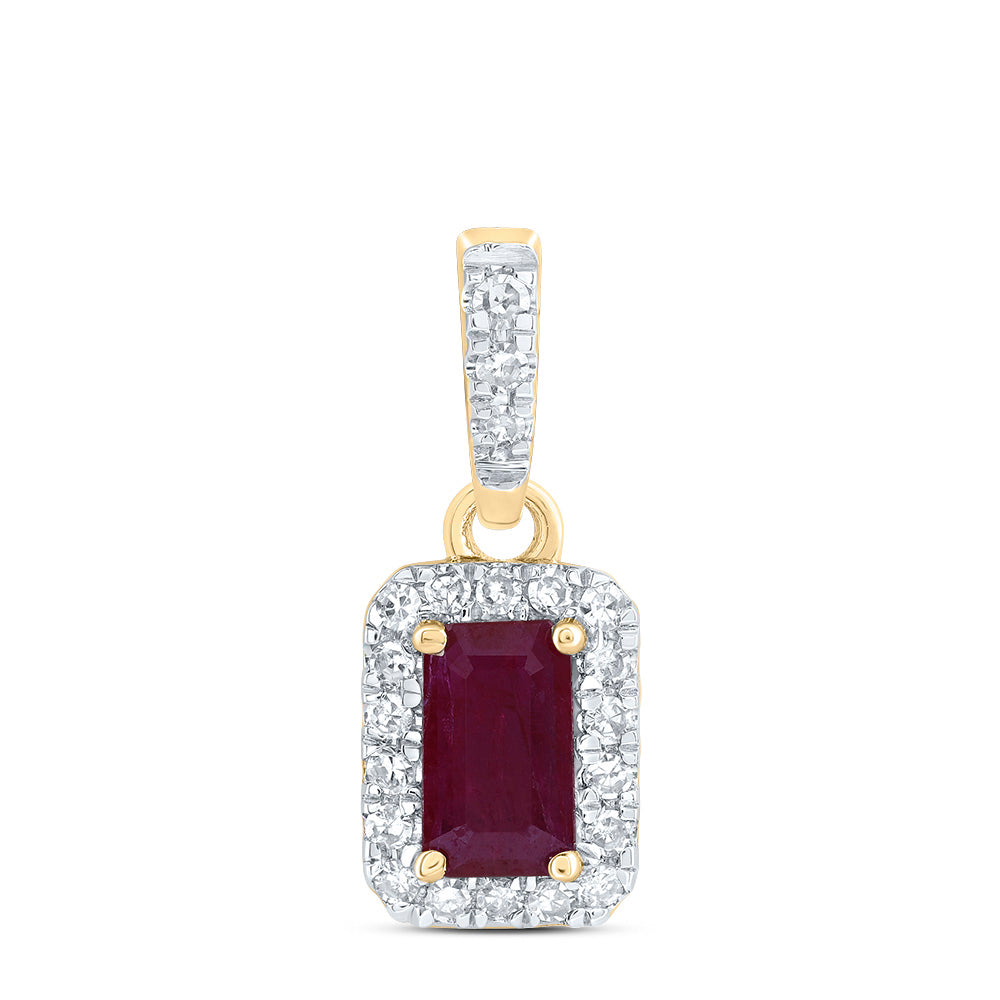 1/10CTW-DIA CN 5X3MM EM-RU NAT GEM EMERALD PENDANT