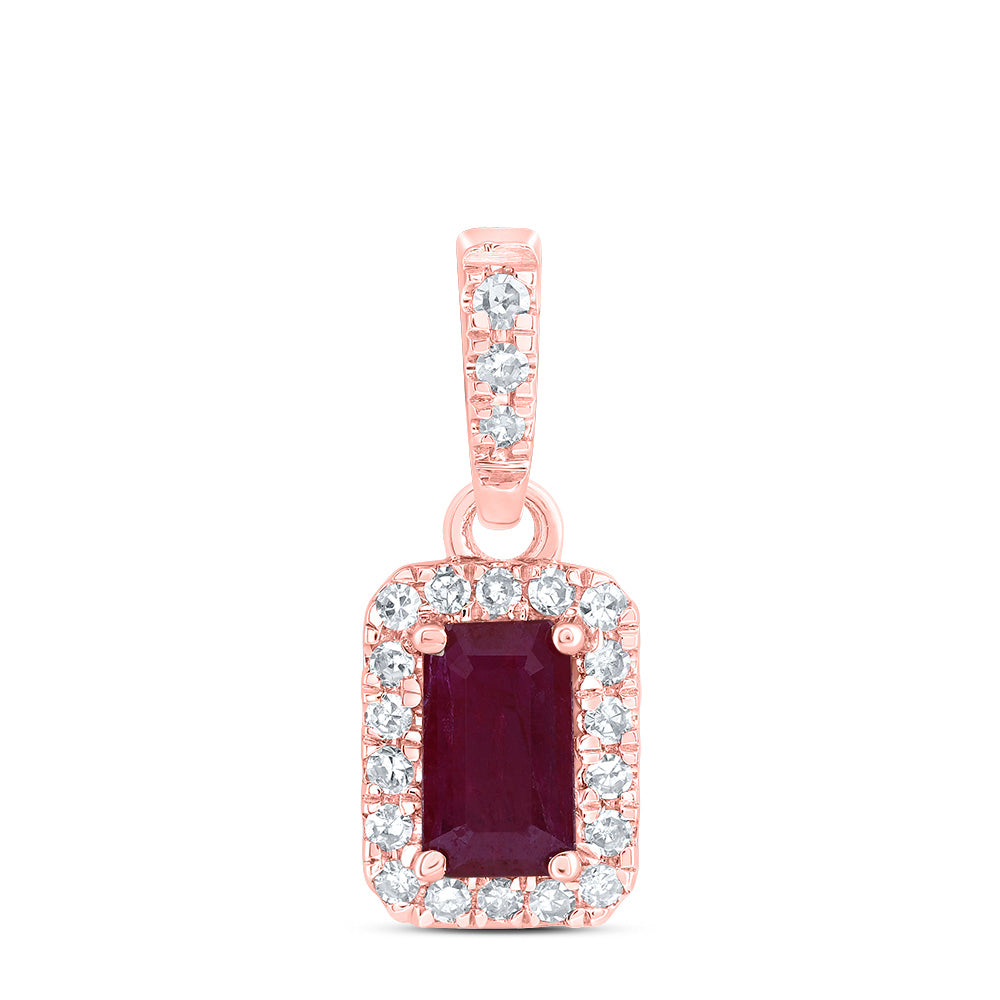 1/10CTW-DIA CN 5X3MM EM-RU NAT GEM EMERALD PENDANT