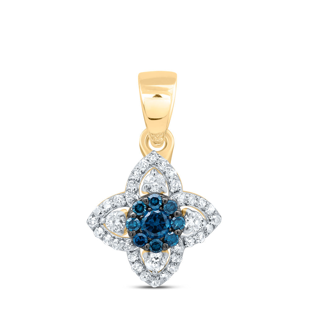 1/4CTW-DIA P1 GIFT BLUE DIAMOND FLOWER PENDANT