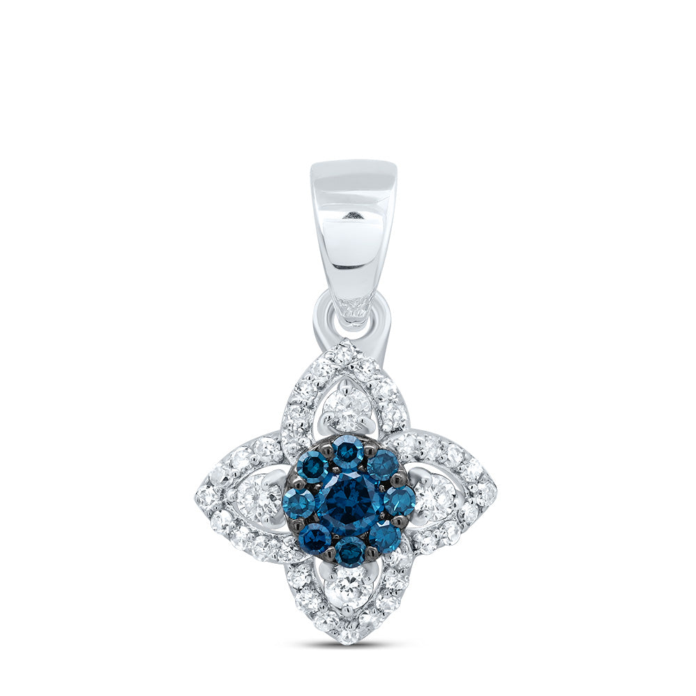1/4CTW-DIA P1 GIFT BLUE DIAMOND FLOWER PENDANT