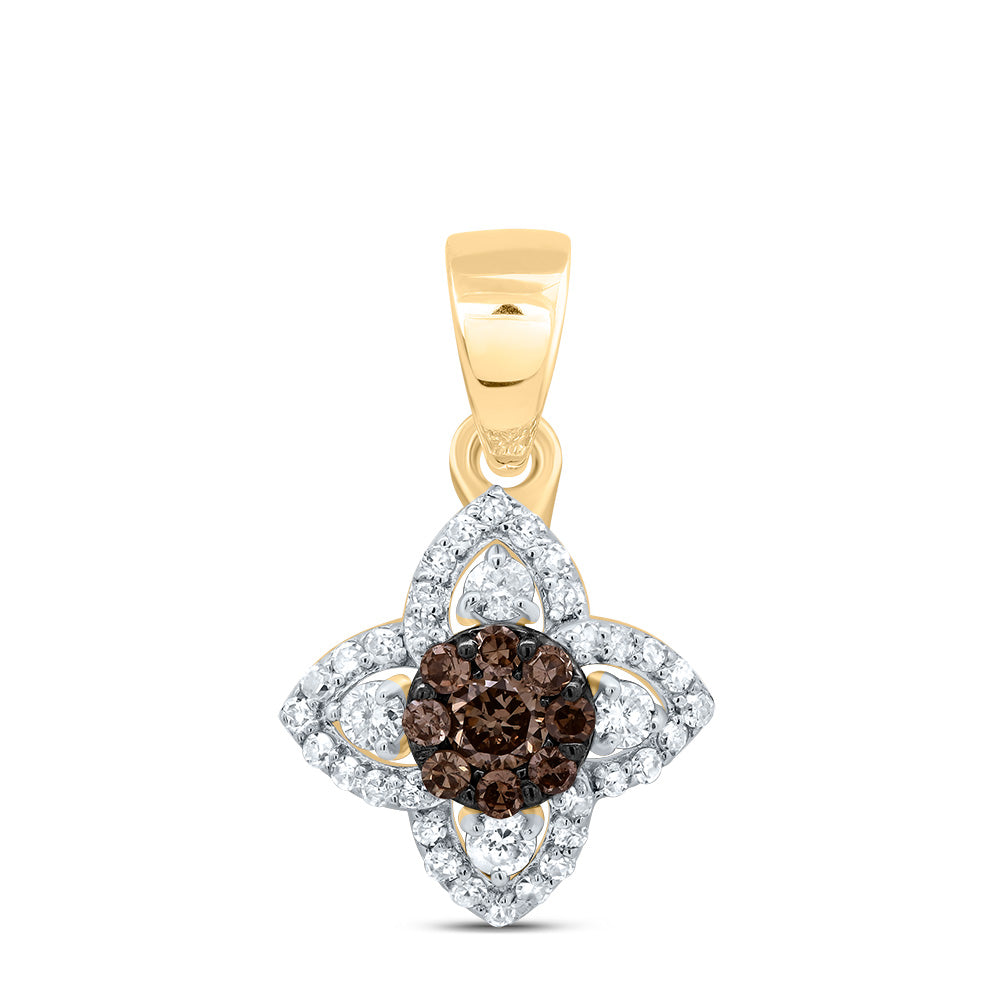1/4CTW-DIA P1 GIFT COGNAC NATURAL FLOWER PENDANT