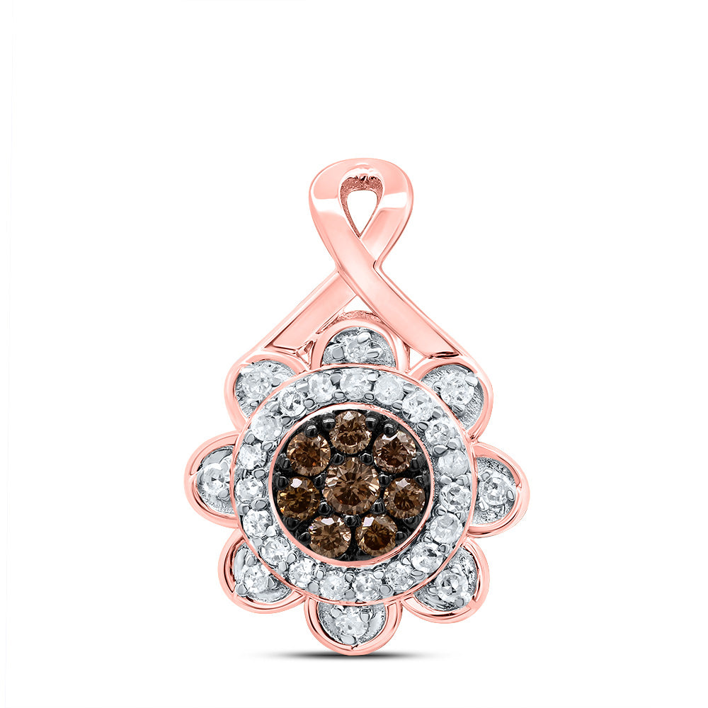 1/5CTW-DIA P1 GIFT COGNAC NATURAL FLOWER PENDANT