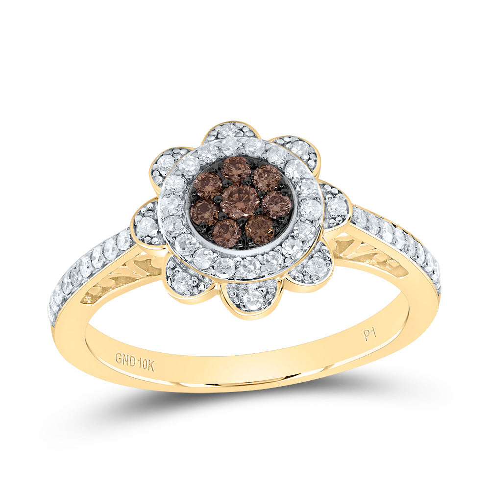 3/8CTW-DIA P1 GIFT COGNAC NATURAL FLOWER RING