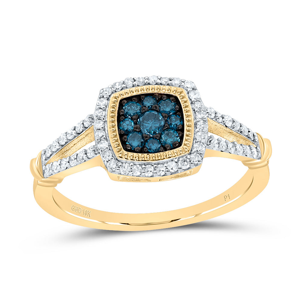 3/8CTW-DIA P1 GIFT BLUE DIAMOND CUSHION RING