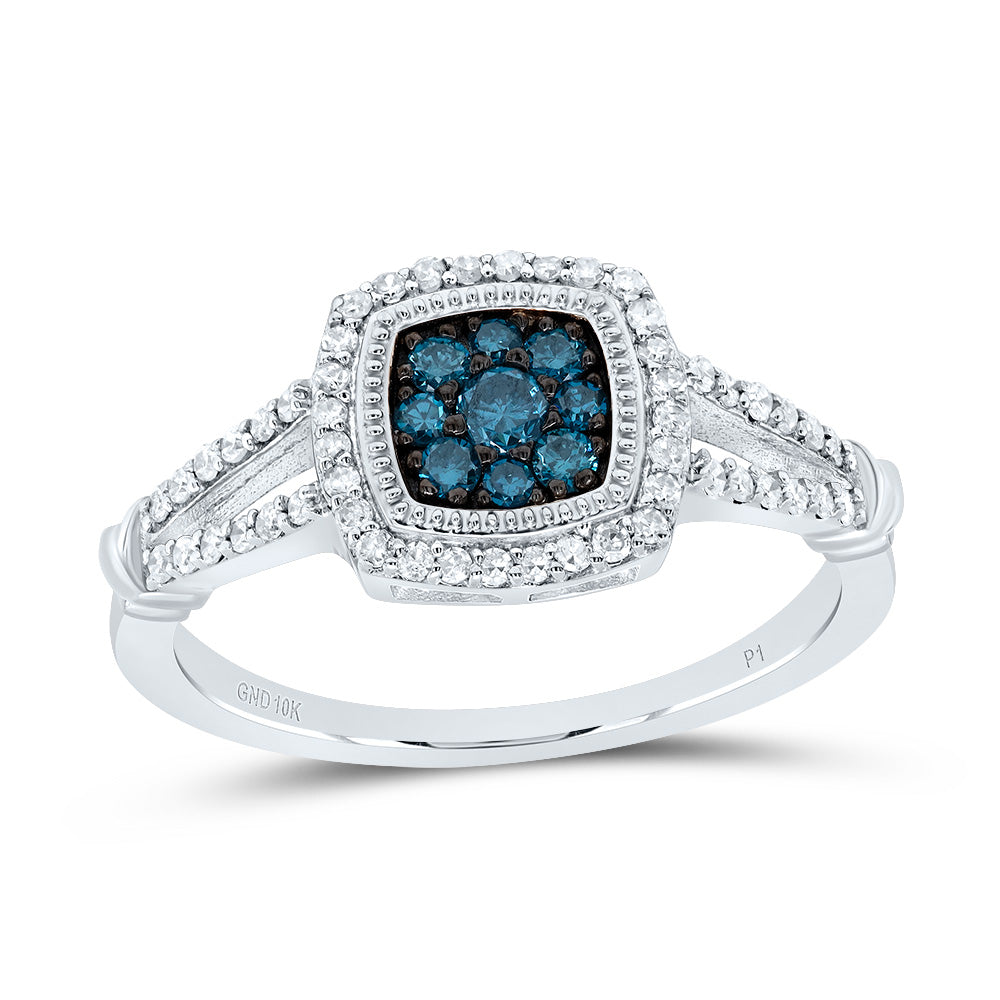 3/8CTW-DIA P1 GIFT BLUE DIAMOND CUSHION RING