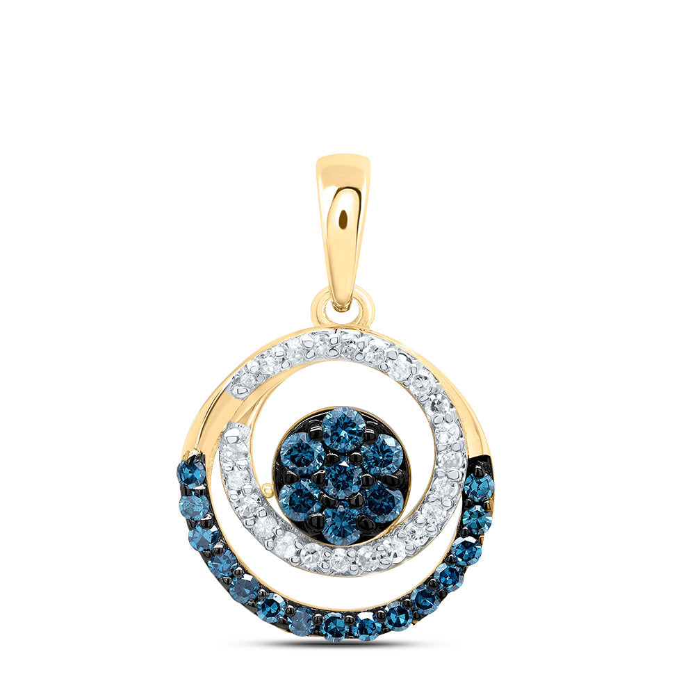 1/3CTW-DIA P1 GIFT BLUE DIAMOND ROUND PENDANT