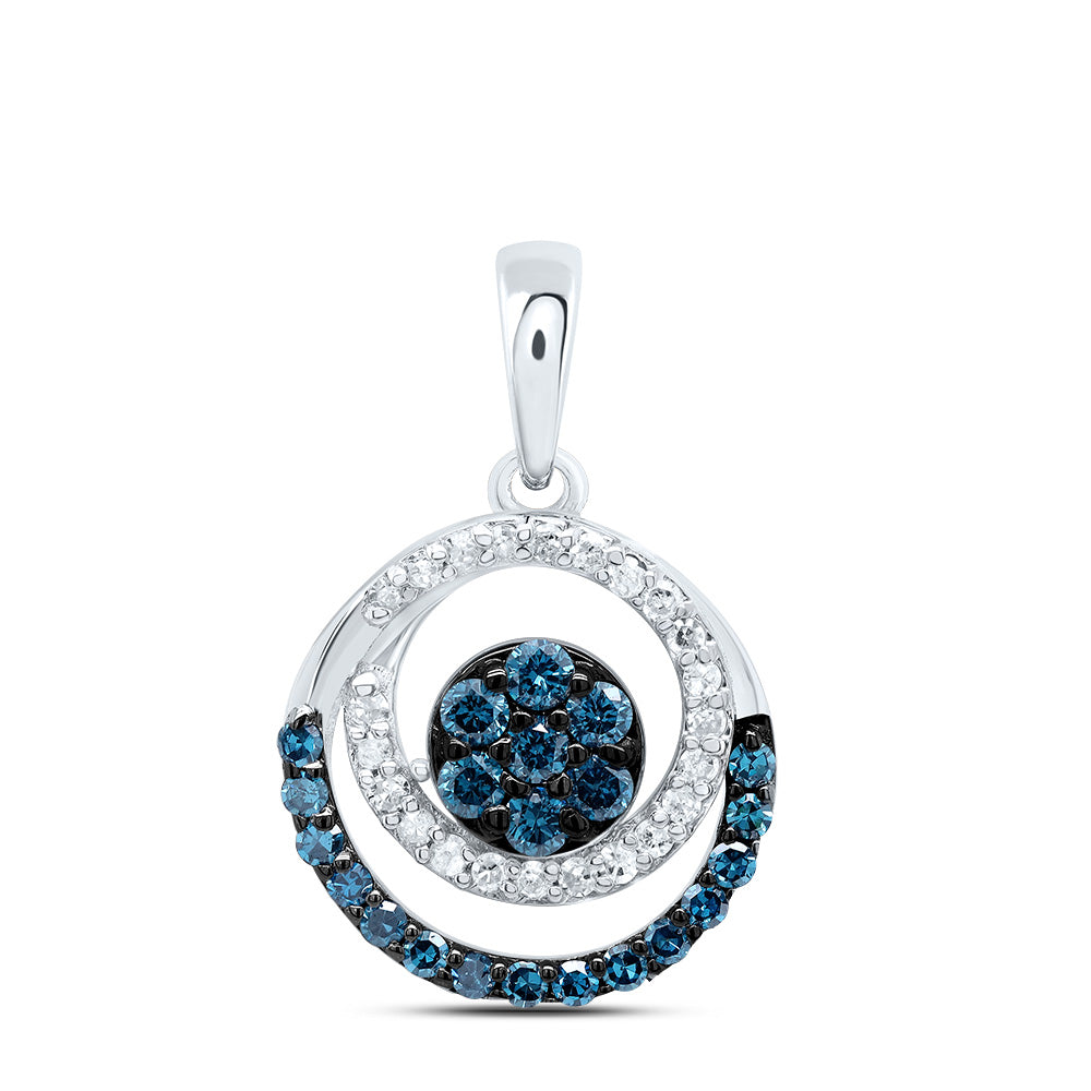 1/3CTW-DIA P1 GIFT BLUE DIAMOND ROUND PENDANT