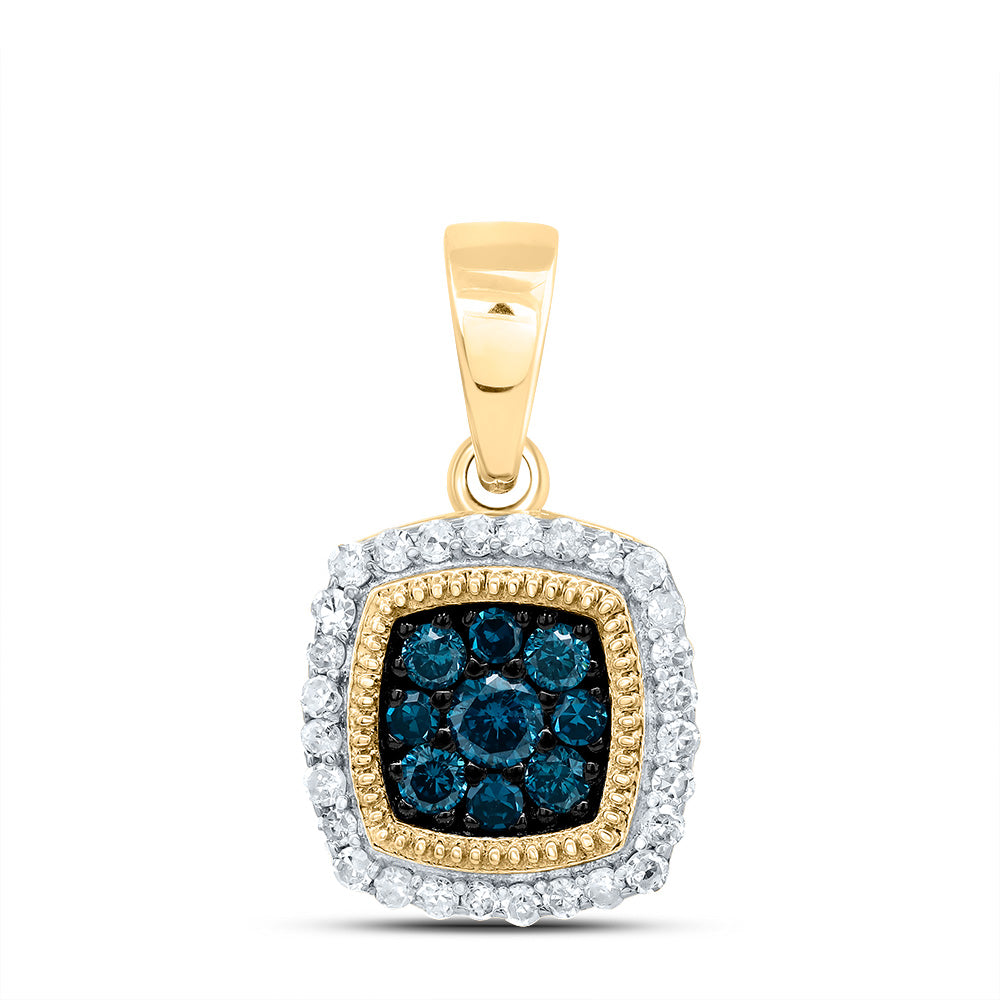 1/4CTW-DIA P1 GIFT BLUE DIAMOND CUSHION PENDANT