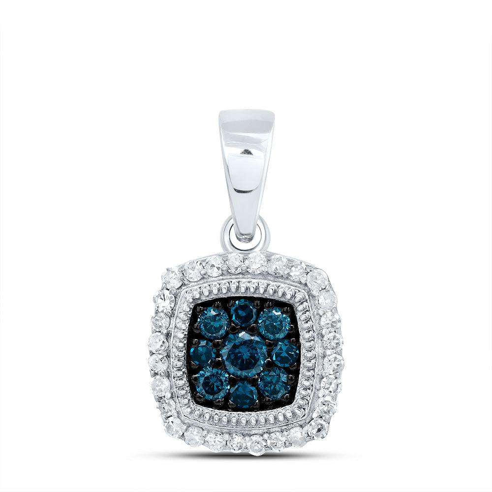 1/4CTW-DIA P1 GIFT BLUE DIAMOND CUSHION PENDANT