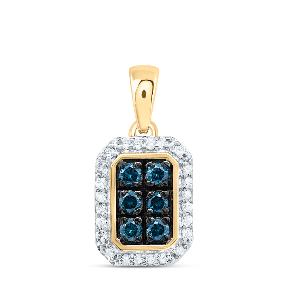 1/4CTW-DIA P1 GIFT BLUE DIAMOND EMERLAD PENDANT