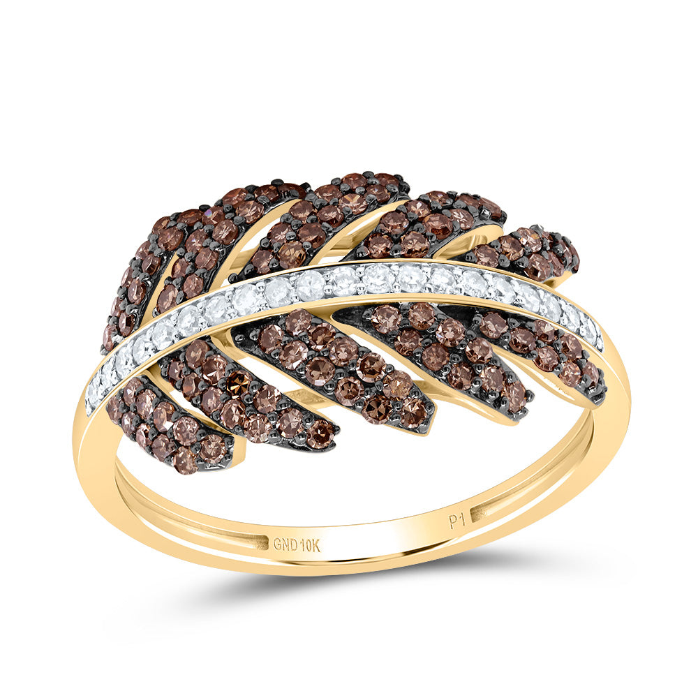 5/8CTW-DIA P1 GIFT COGNAC NATURAL LEAF RING