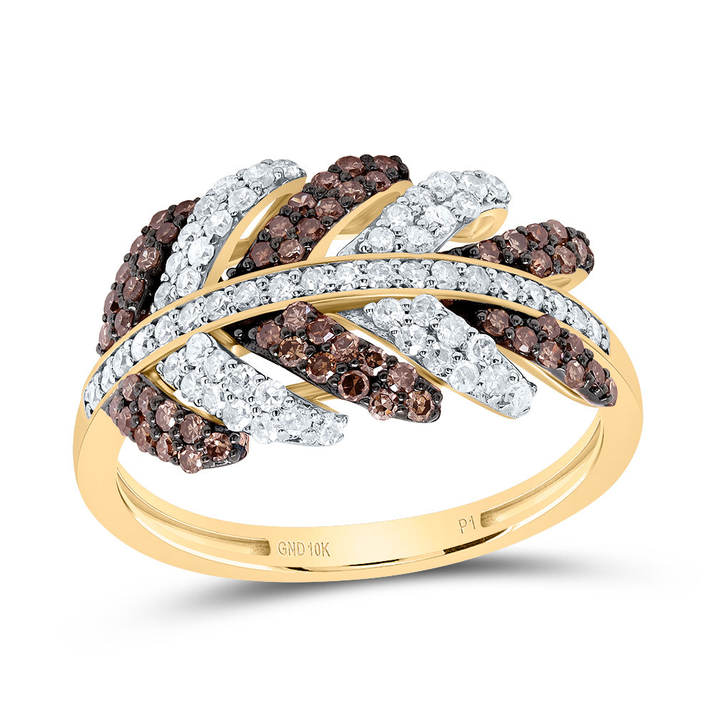 3/4CTW-DIA P1 GIFT COGNAC NATURAL LEAF RING