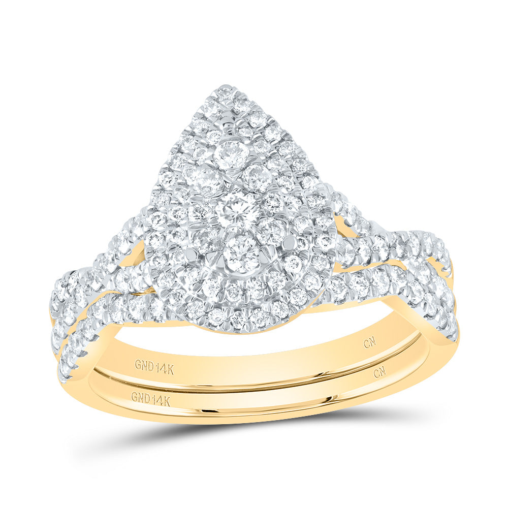 1CTW-DIA CN PEAR SINGLE HALO BRIDAL SET