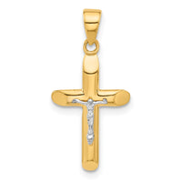 Load image into Gallery viewer, 14K Two-tone Polished and Textured Crucifix Pendant
