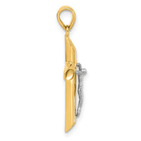 Load image into Gallery viewer, 14K Two-tone Polished and Textured Crucifix Pendant
