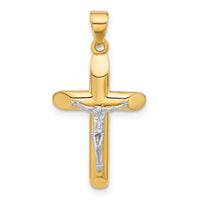 Load image into Gallery viewer, 14K Two-tone Polished and Textured Crucifix Pendant
