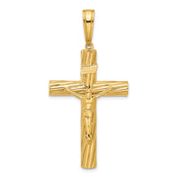 Load image into Gallery viewer, 14K Polished and Textured Crucifix Pendant
