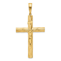 Load image into Gallery viewer, 14K Polished and Textured Crucifix Pendant

