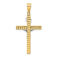 Load image into Gallery viewer, 14K Two-tone Polished and Diamond-cut Crucifix Pendant
