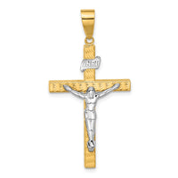Load image into Gallery viewer, 14K Two-tone Polished and Diamond-cut Crucifix Pendant
