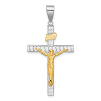 Load image into Gallery viewer, 14K Two-tone Polished and Diamond-cut Crucifix Pendant
