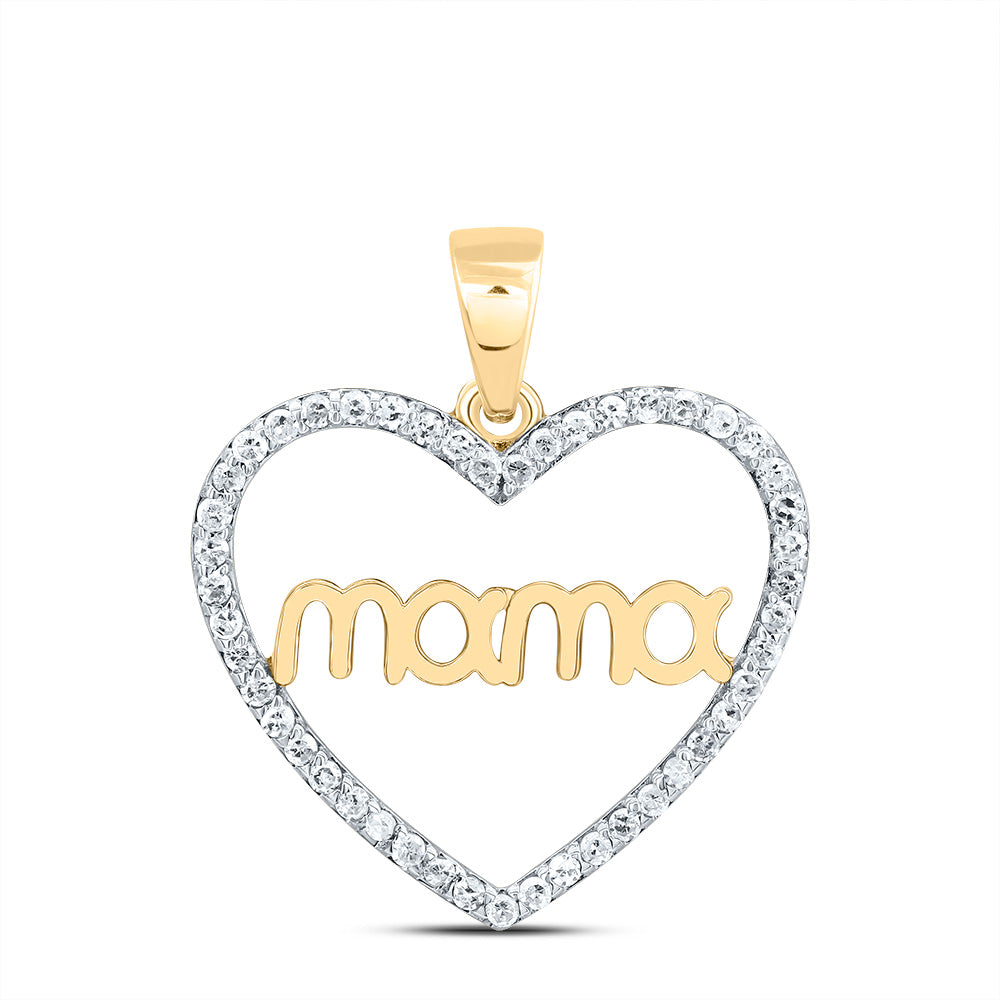 1/5CTW-DIA P1 GIFT "mama" HEART PENDANT