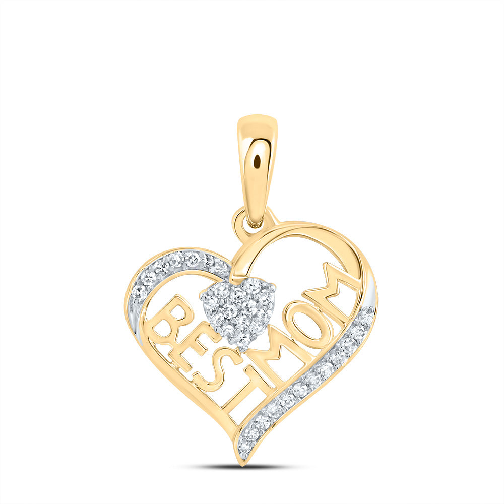 1/10CTW-DIA NK GIFT BEST MOM HEART PENDANT