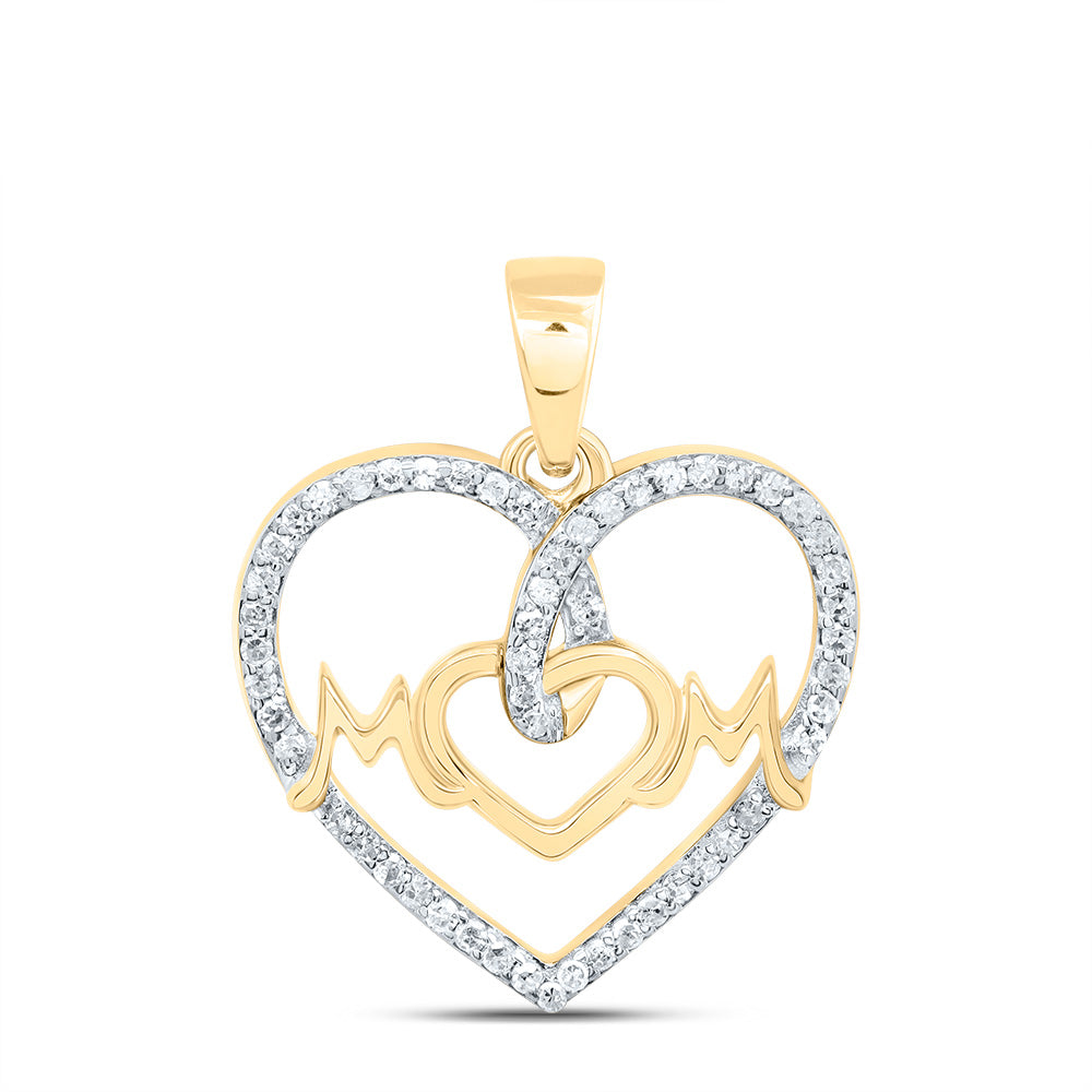 1/6CTW-DIA P1 GIFT "MOM" HEART PENDANT