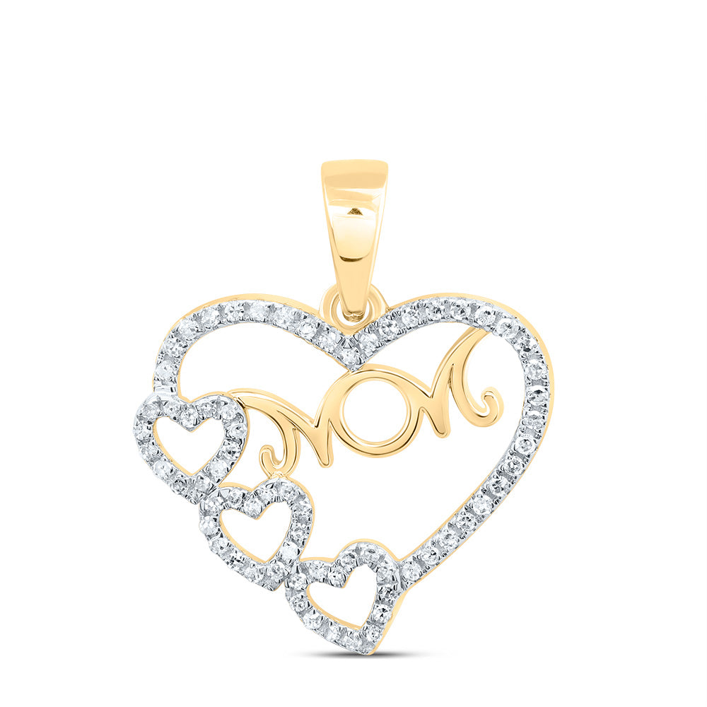 1/6CTW-DIA P1 GIFT "MOM" HEART PENDANT