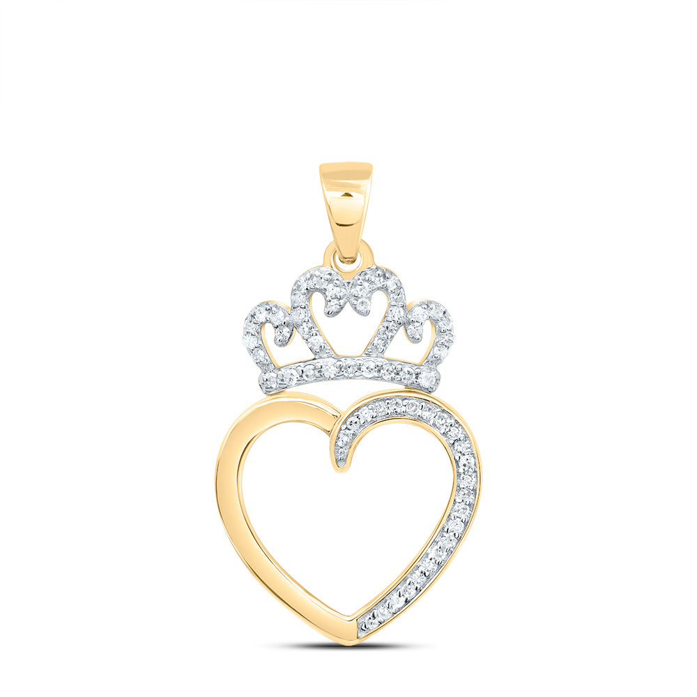 1/5CTW-DIA P1 GIFT CROWN HEART PENDANT
