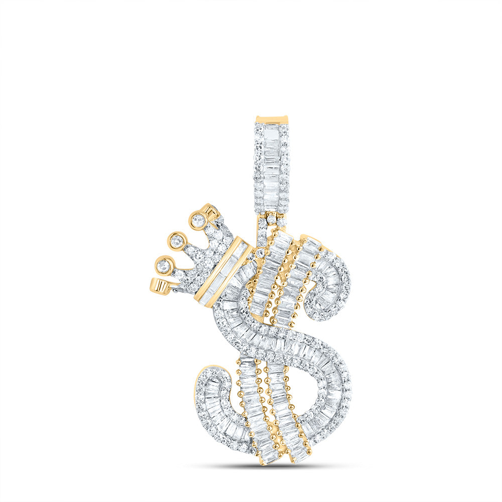 1 CTW-DIA NK FASHION CROWN DOLLAR SIGN MENS CHARM
