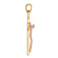 Load image into Gallery viewer, 14K Two-tone with White Rhodium Crucifix and St Benedict Pendant
