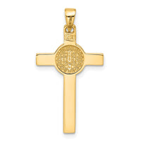 Load image into Gallery viewer, 14K Two-tone with White Rhodium Crucifix and St Benedict Pendant

