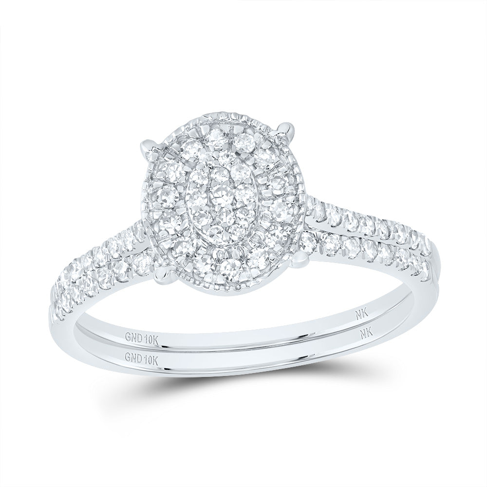 3/8CTW-DIA NK OVAL SINGLE HALO BRIDAL SET