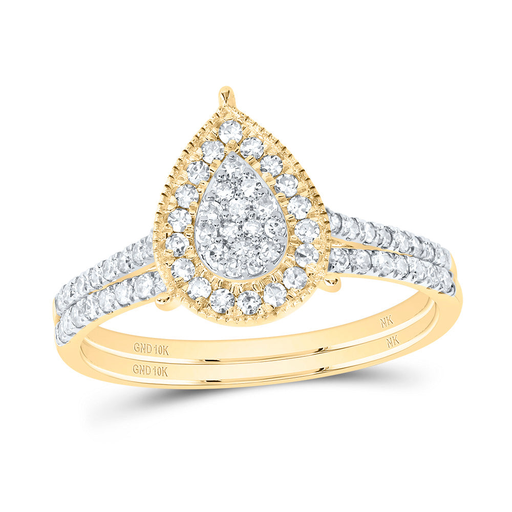 3/8CTW-DIA NK PEAR SINGLE HALO BRIDAL SET