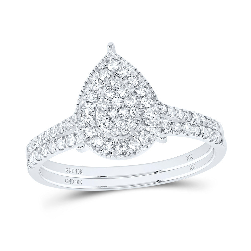 3/8CTW-DIA NK PEAR SINGLE HALO BRIDAL SET