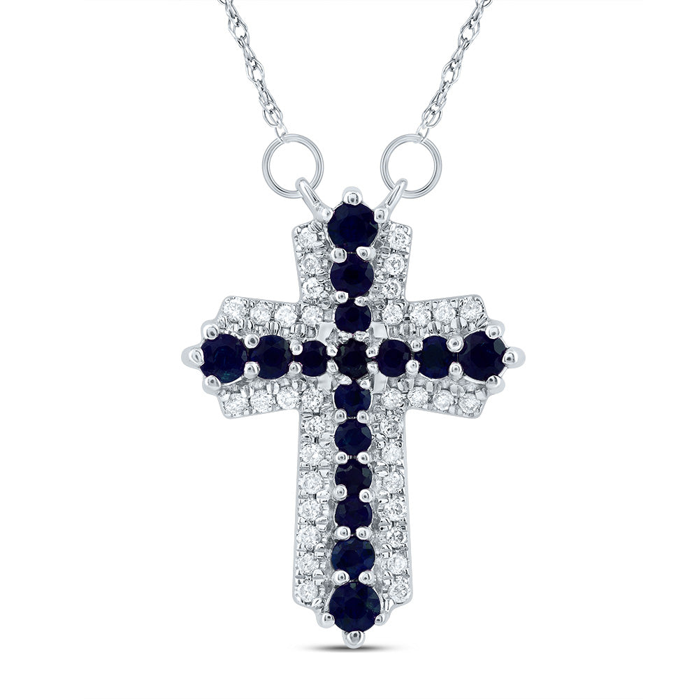 1/8CTW-DIA CN 1/2CTW-RD-BS NAT GEM CROSS NECKLACE (18 INCH)