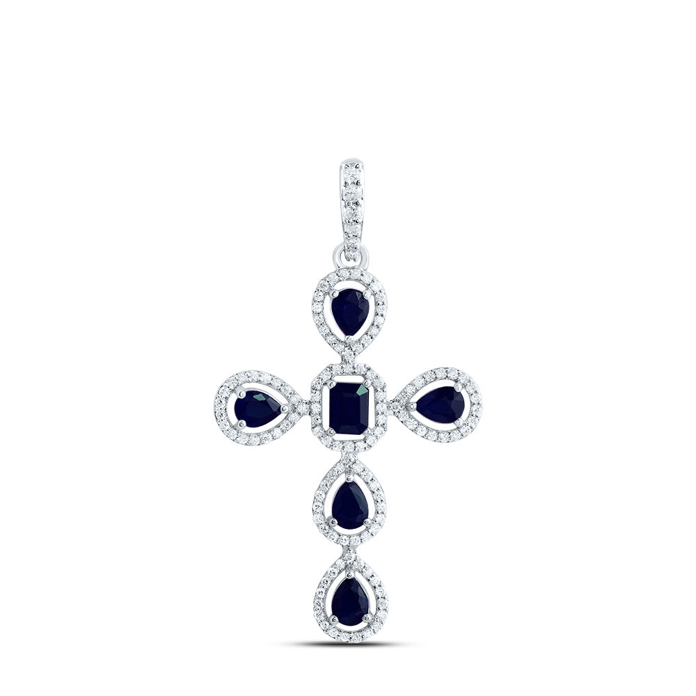 1/3CTW-DIA CN 1CTW-PS-BS, 4X3MM-EM-BS, NAT GEM CROSS PENDANT