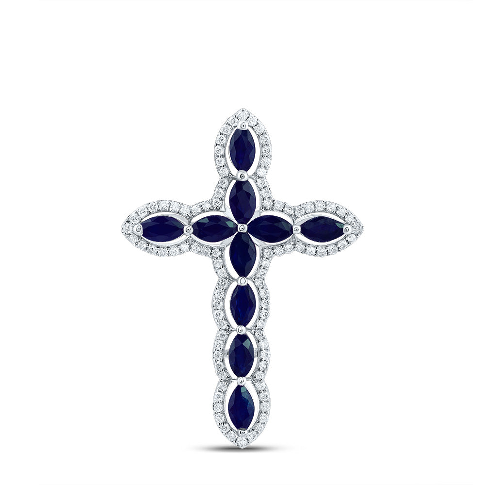 1/4CTW-DIA CN 1CTW-MQ-BS, NAT GEM CROSS PENDANT