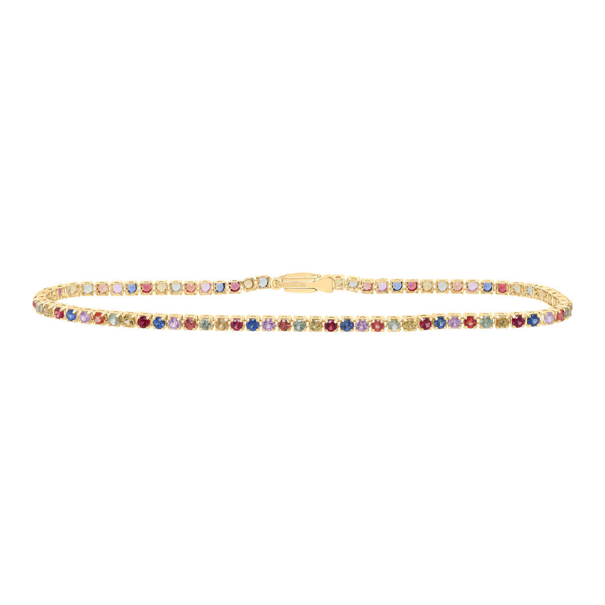 3 CTW RD-NAT GEM MULTI CLR SAPPHIRE TENNIS BRACELET (7 INCH)
