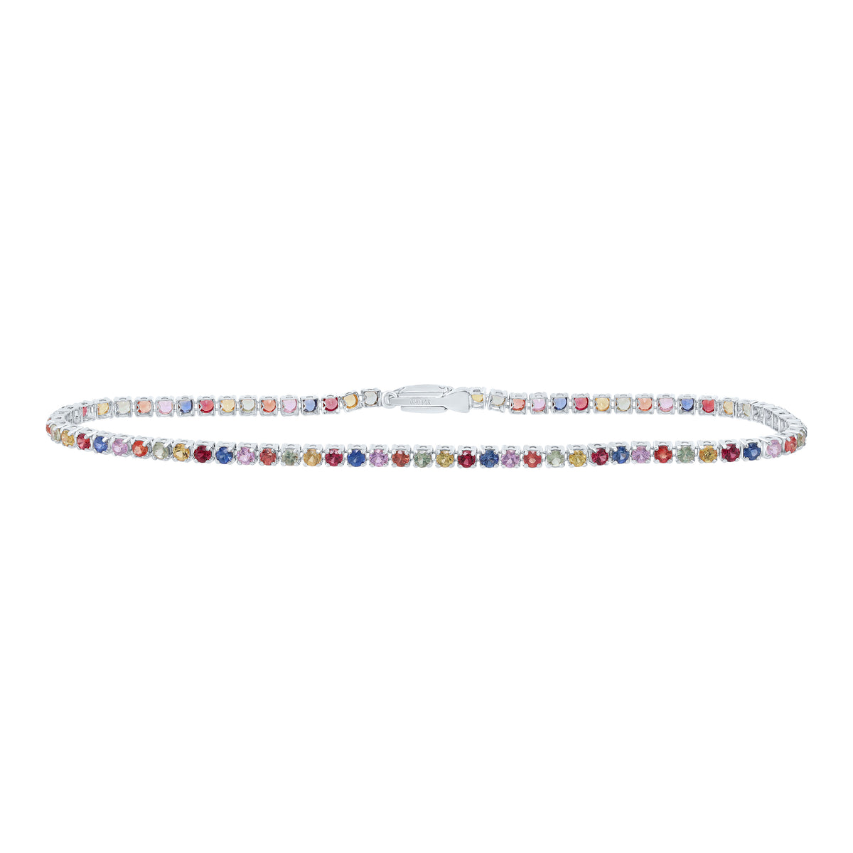 3 CTW RD-NAT GEM MULTI CLR SAPPHIRE TENNIS BRACELET (7 INCH)