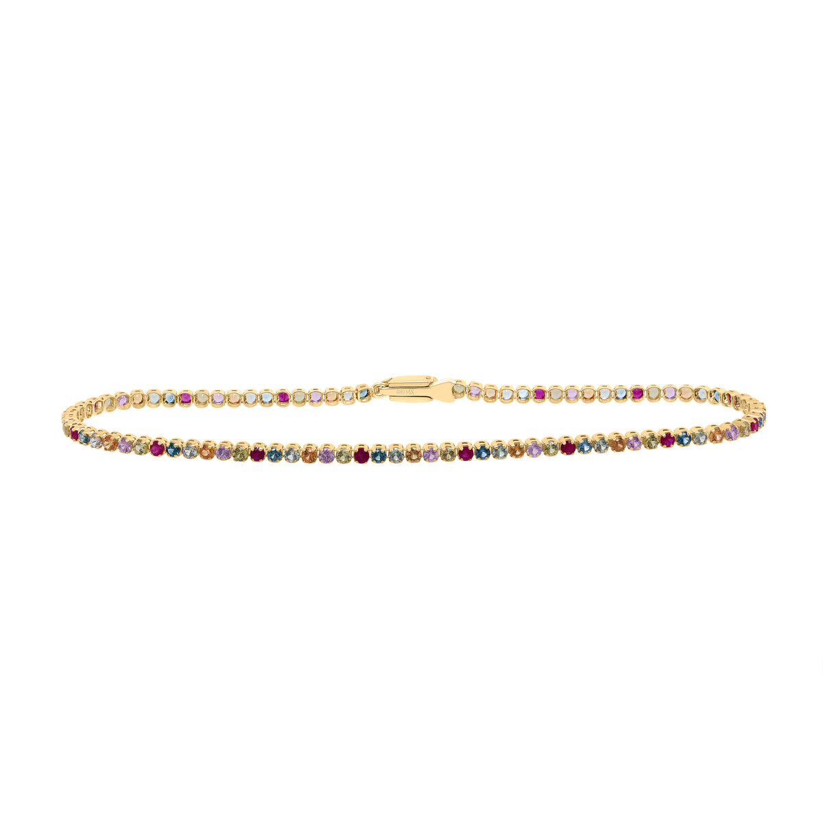 2 1/2CTW RD-NAT GEM MULTI CLR SAPPHIRE TENNIS BRACELET (7 INCH)